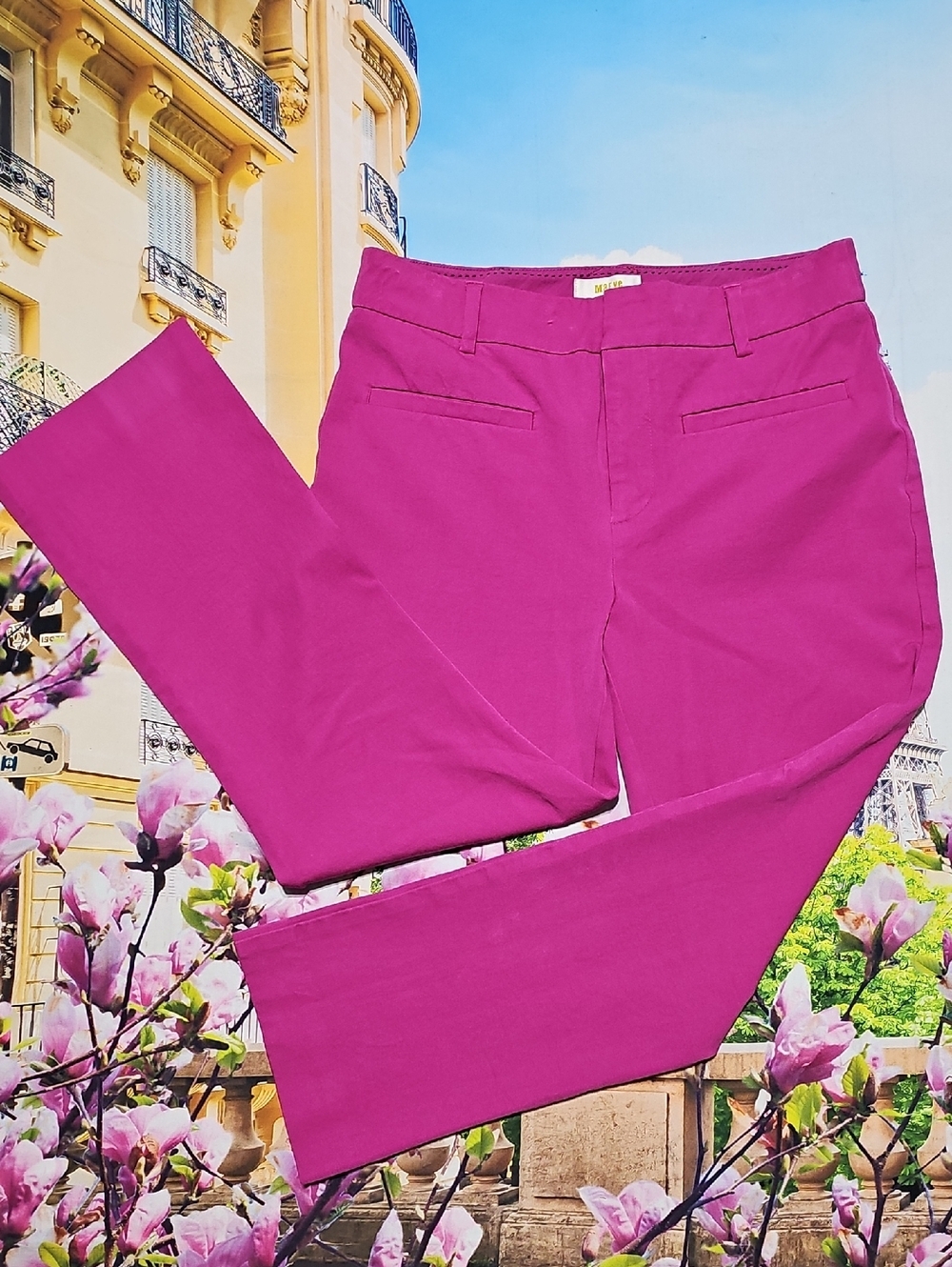 Maeve Fuchsia Straight-Leg Trousers Pants Size 4P Petite
